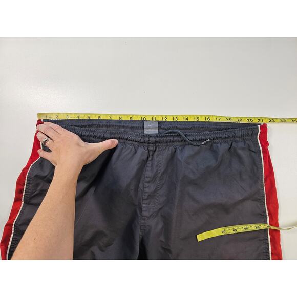 Vintage mens swim trunks suit brief net XXL 42" drawstring waist EUC black red ^ - Picture 6 of 8